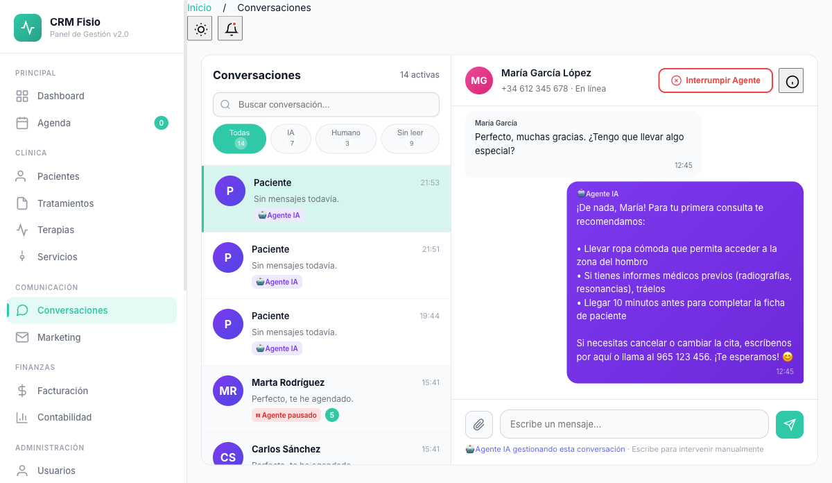 Conversaciones unificadas — Oculinexa